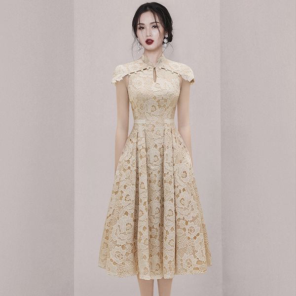Korean style Fashion Slim Lace Large swing dress