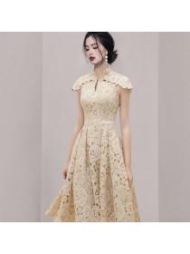 Korean style Fashion Slim Lace Large swing dress 