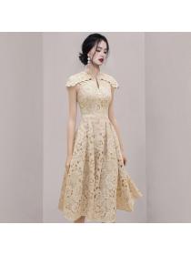 Korean style Fashion Slim Lace Large swing dress 