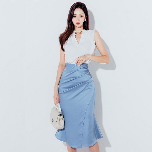 Korean style Fashion Halter neck top Fishtail skirt