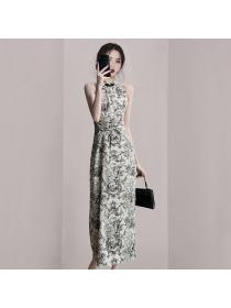 Korean style Summer fashion Halter neck Sleeveless dress 