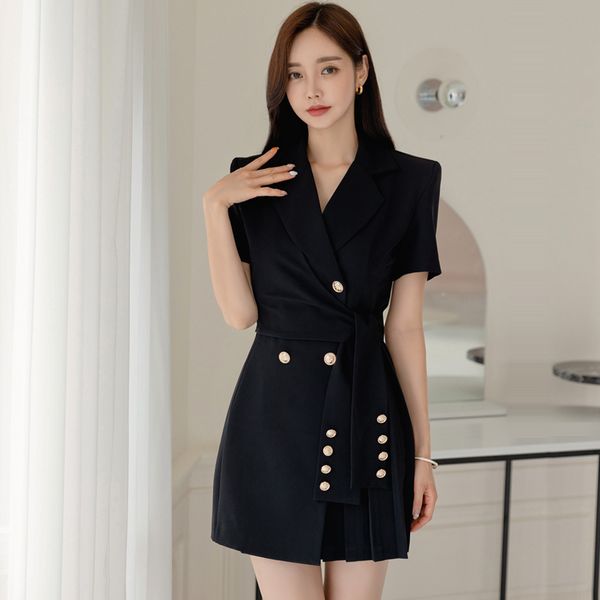 Korean style Fashion OL Black Short sleeve dress