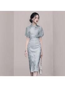 Korean style Summer fashion Lantern sleeeve 2 pcs set