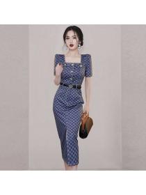 Korean style Summer fashion Elegant Slim dress 
