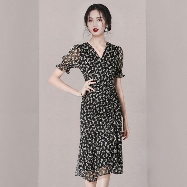 Korean style Summer Fashion V collar Dress