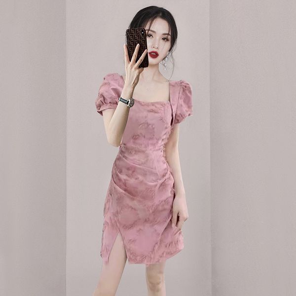 Korean style Retro fashion Split dress