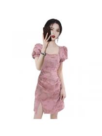 Korean style Retro fashion Split dress 