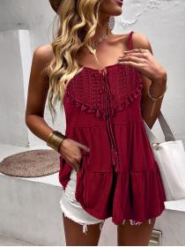 European style Summer Sleeveless Knitted Sling Top
