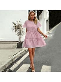 European style Summer Solid color A-line dress 