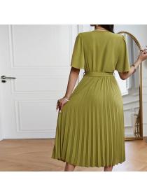 European style Summer V collar Elegant Short sleeve dress 