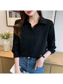 Korean style OL Solid color Long sleeve blouse 