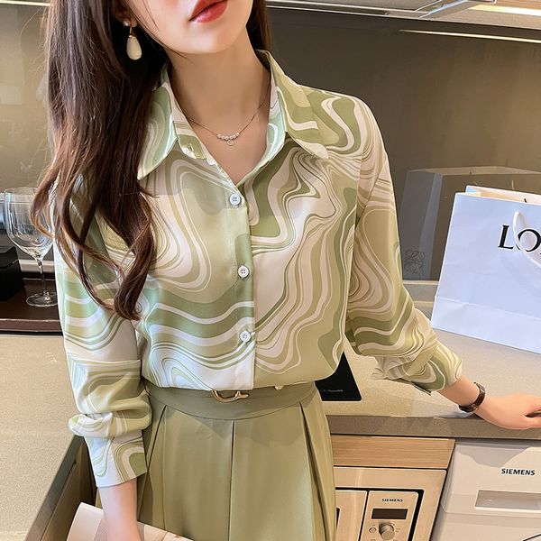 Korean style Green Stripe Elegant blouse