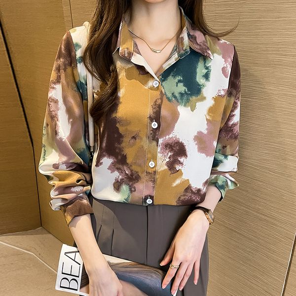 Korean style Retro fashion Loose Long sleeve blouse