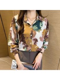 Korean style Retro fashion Loose Long sleeve blouse 