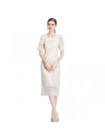 European style Fashion Lace Embroidery Long dress 