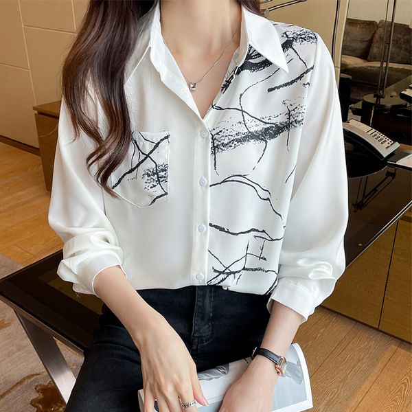 Korean style Polo collar Matching Blouse for women