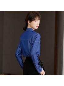 Korean style Denim Blue Loose Blouse for women