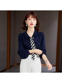 Korean style Retro fashion Chiffon Long sleeve blouse 