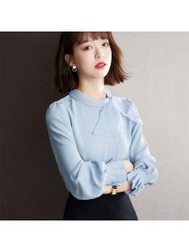 Korean style Solid color Bowknot decoraction Top