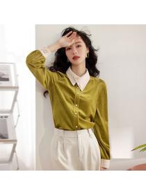 Autumn vintage style Corduroy shirt women's Chic top