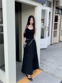 Sexy black sling + black Long skirt