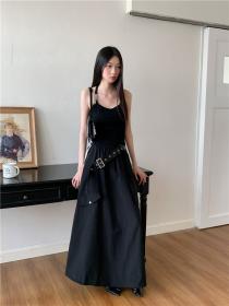 Sexy black sling + black Long skirt