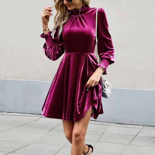 European style Fashion casual Elegant Velvet dress
