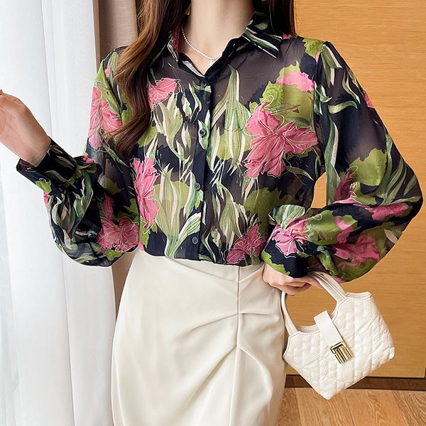 Korean style Retro Fashion Long sleeve blouse