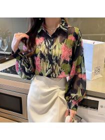 Korean style Retro Fashion Long sleeve blouse 