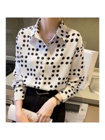 Korean style Fashion Printed Long sleeve Chiffon blouse 