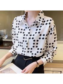 Korean style Fashion Printed Long sleeve Chiffon blouse 