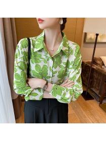Korean style Fashion Long sleeve Loose Chiffon blouse 