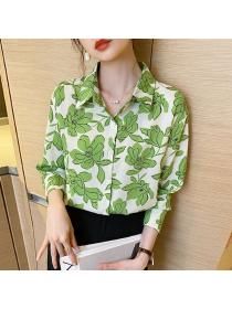 Korean style Fashion Long sleeve Loose Chiffon blouse 