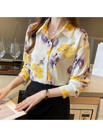 Korean style Floral Fashion Long sleeve blouse 