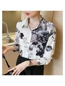 Korean style Fashion Polo collar Long sleeve blouse 
