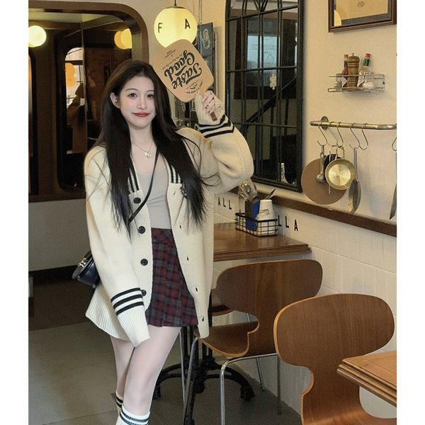 Korean style Chic Winter warm V collar Knitting Cardigans