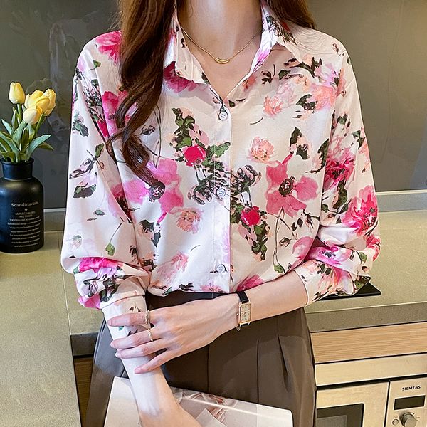 Korean style Retro Fashion Matching Long sleeve blouse
