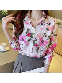 Korean style Retro Fashion Matching Long sleeve blouse 
