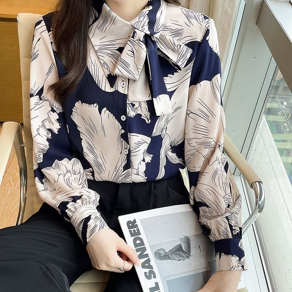 Korean style Autumn fashion Polo collar Long sleeve blouse