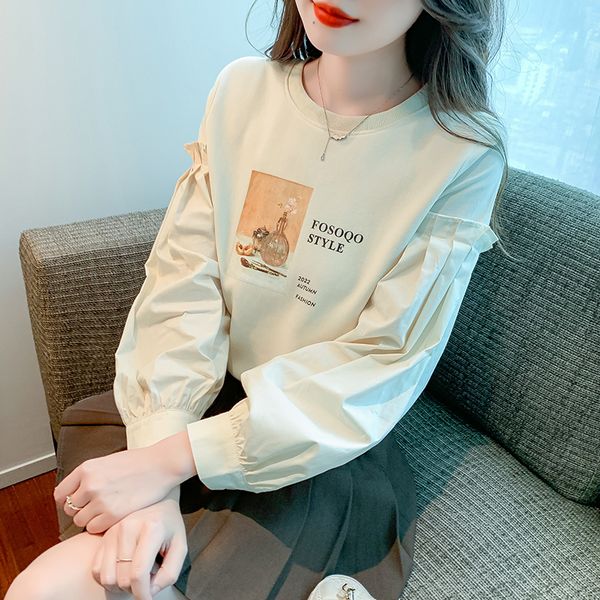 Korean style Loose Round collar Casual Sweatshirt