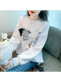Korean style Matching Loose Round collar Casual Sweatshirt