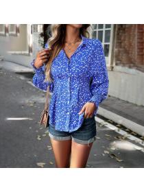 European style Fashion Printed Casual blouse 