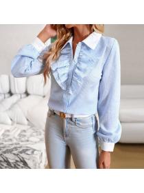European style Elegant Casual Long sleeve blouse 