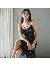Korean style Summer fashon Lace Sling dress 