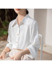 Korean style V collar OL Loose Long sleeve blouse 
