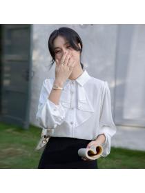 Korean style Polo collsr Long sleeve blouse 