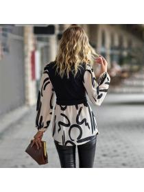 European style Fake two Long sleeve blouse