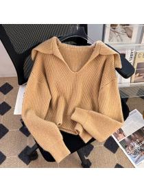 Korea style Winter fashion V collar Knitting Pullovers