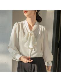 Korea style Retro fashion Lantern sleeve blouse 