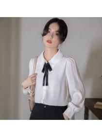 Korea style Retro Fashion Satin blouse for women